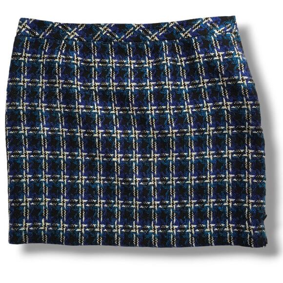 Ann Taylor Loft Women’s Plaid Tweed Lined Skirt with Side Zip Pockets Size 8 - Picture 3 of 11